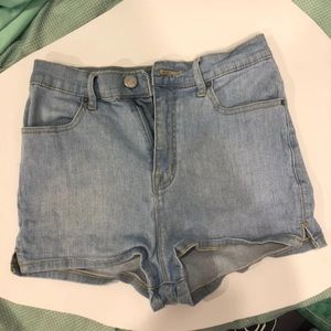 Pacsun high waisted light wash denim shorts